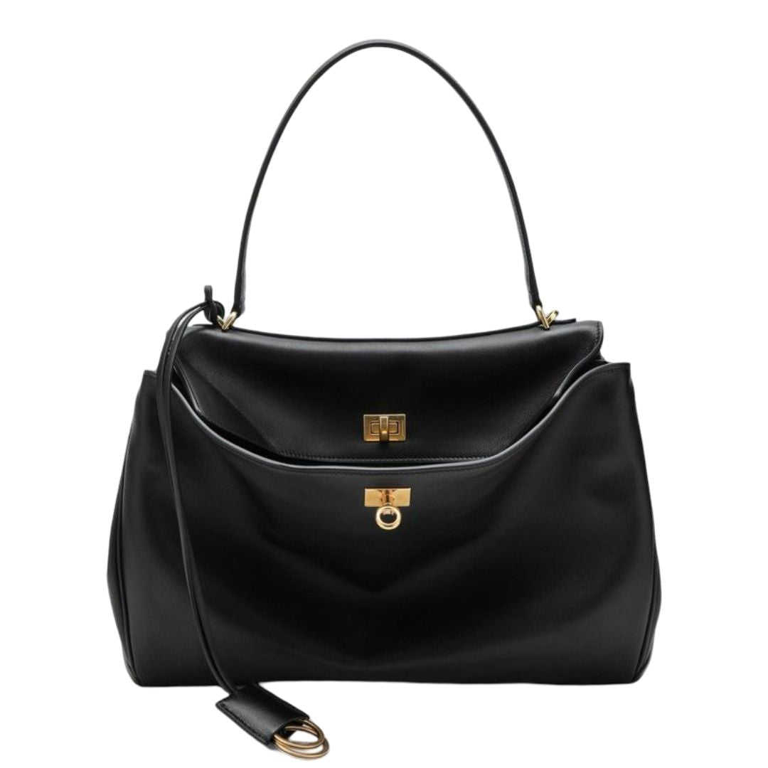 BALENCIAGA Medium Calfskin Leather Rodeo Handbag