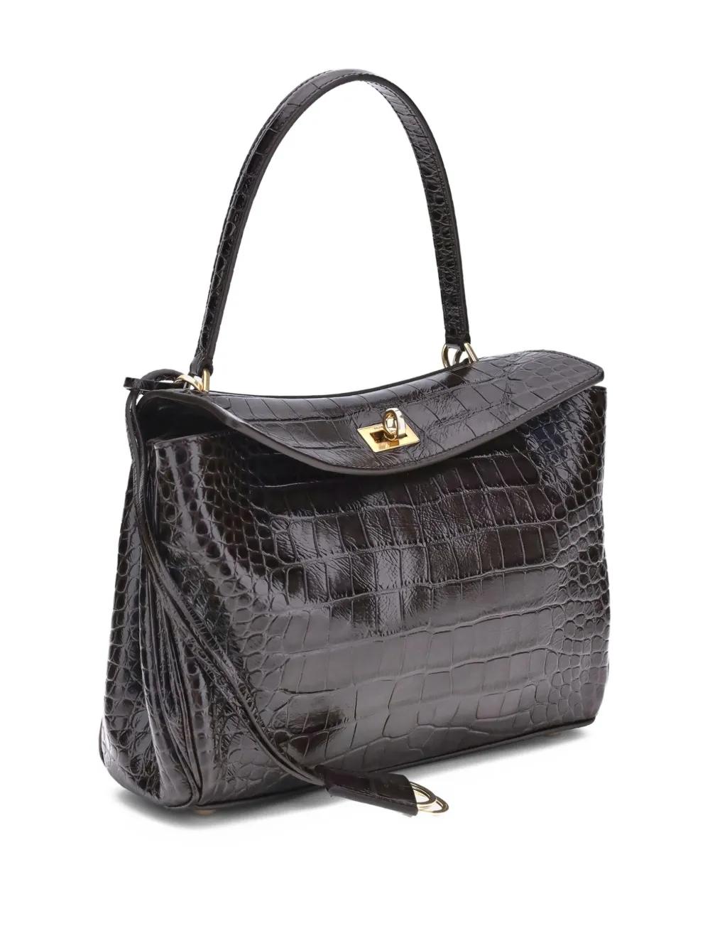 BALENCIAGA Medium Crocodile-Effect Shoulder Handbag