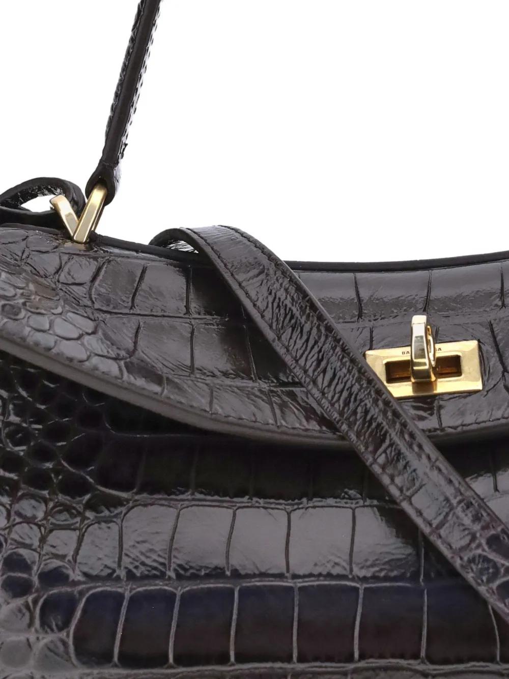 BALENCIAGA Medium Crocodile-Effect Shoulder Handbag