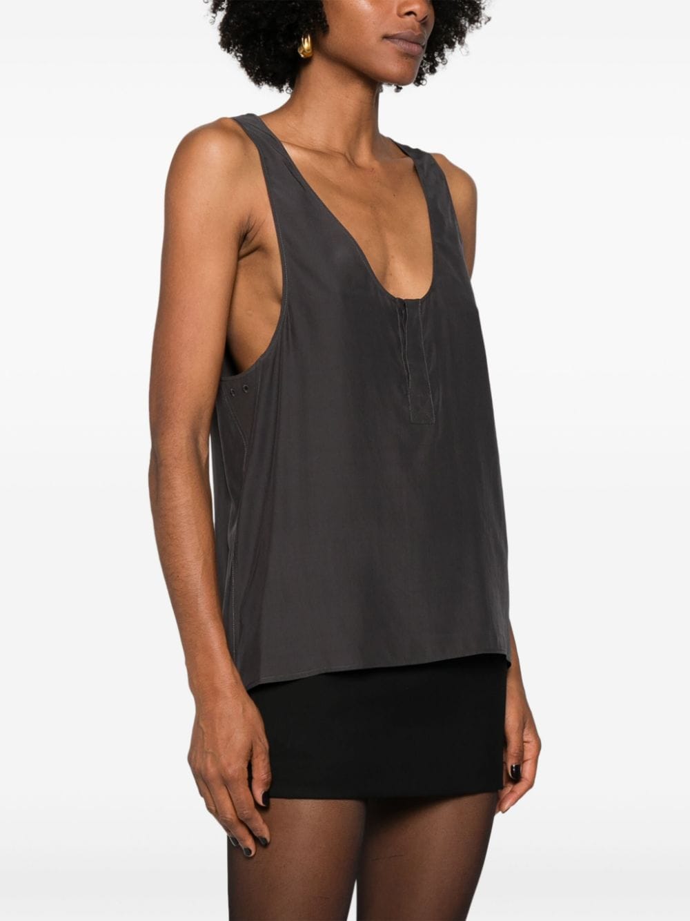SAINT LAURENT Chic Silk Henley Tank Top - Size 40