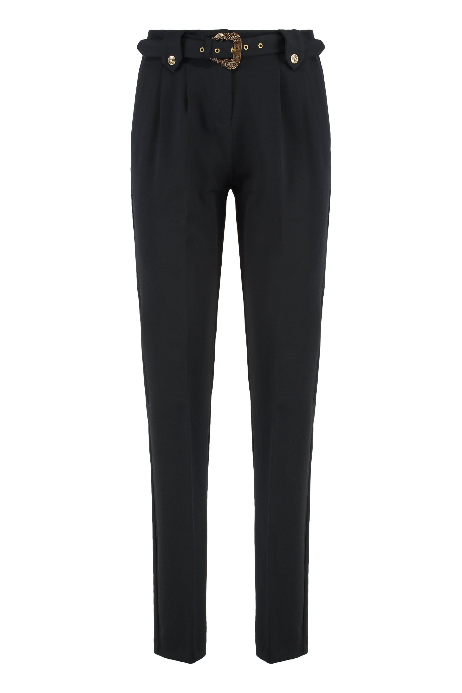 VERSACE JEANS COUTURE Stretch Viscose Trousers with Buckle Fastening Waist Belt