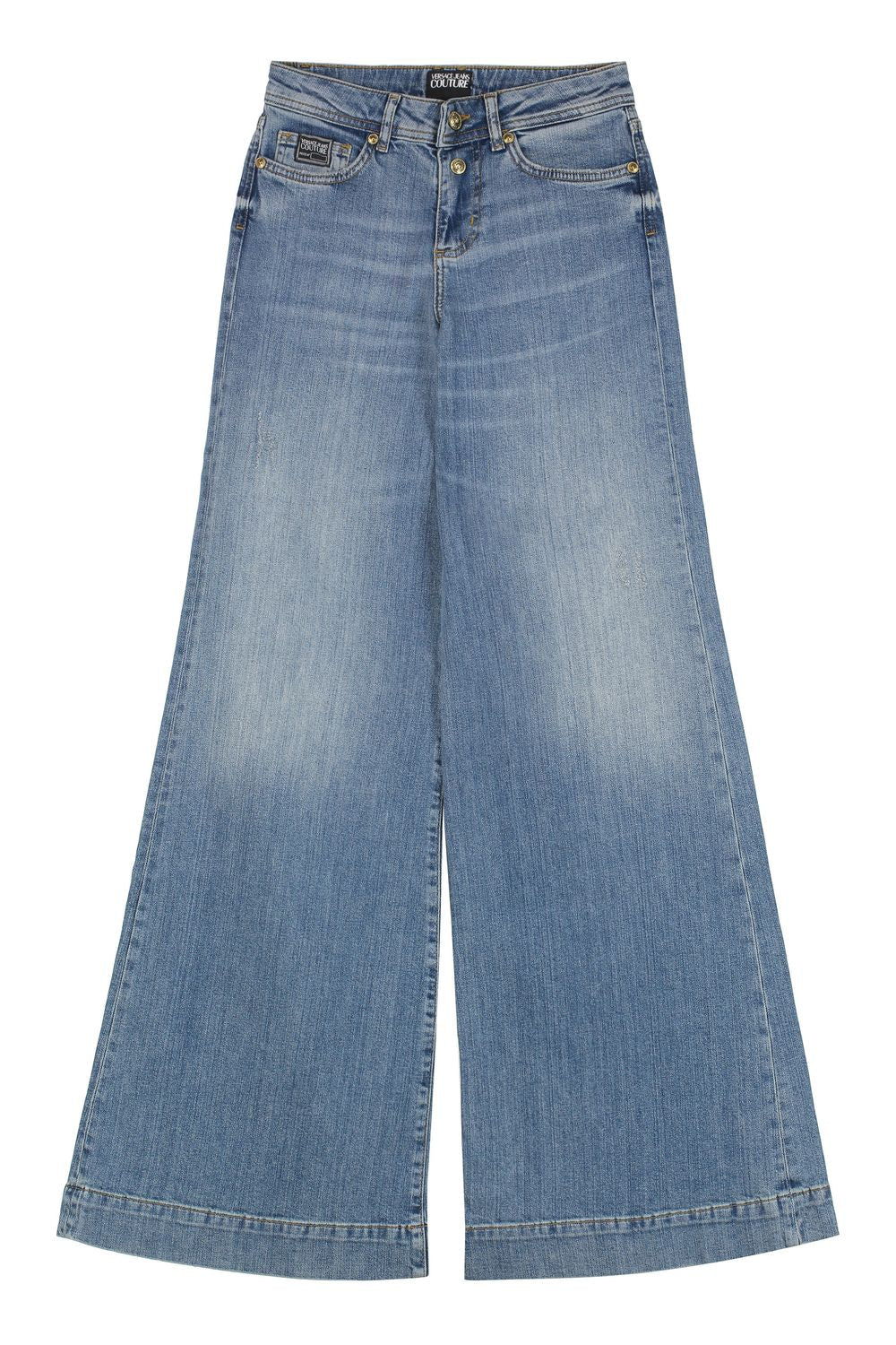 VERSACE JEANS COUTURE Wide-Leg Jeans with Engraved Logo - SS25