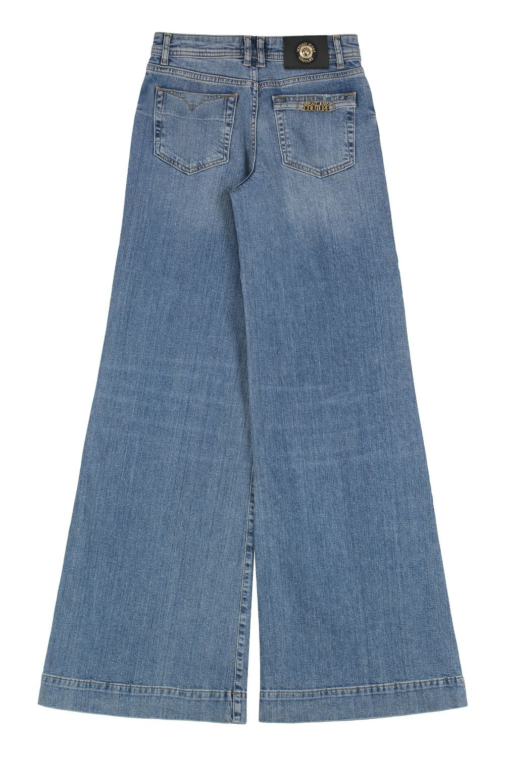 VERSACE JEANS COUTURE Wide-Leg Jeans with Engraved Logo - SS25