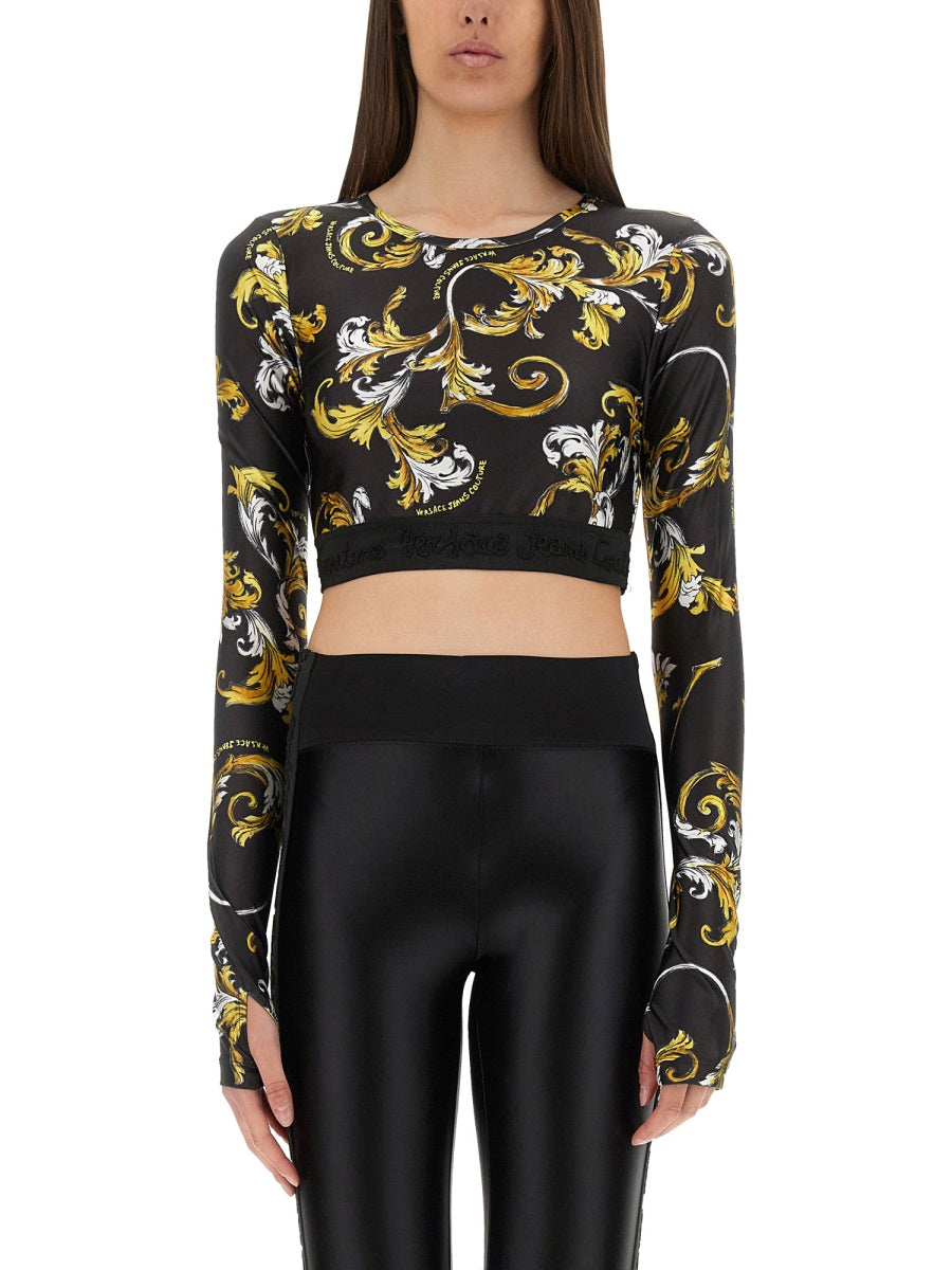 VERSACE JEANS COUTURE Mini Cropped Baroque Top