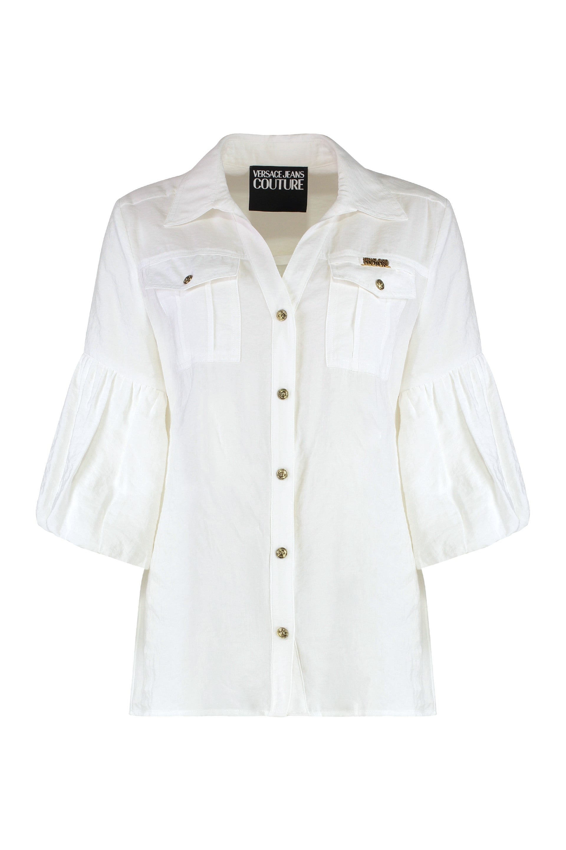 VERSACE JEANS COUTURE Short Sleeve Embellished Button Shirt