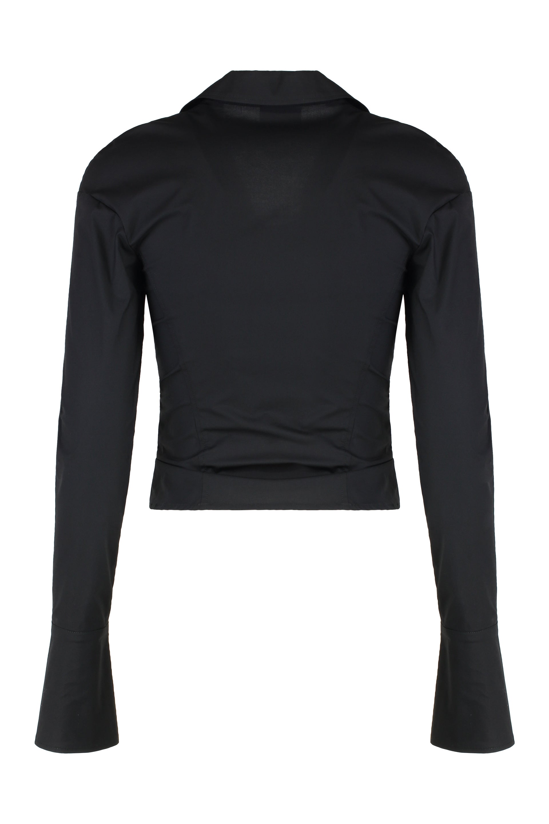 VERSACE JEANS COUTURE Stretch Cotton Shirt with Decorative Gathering - SS25 Collection