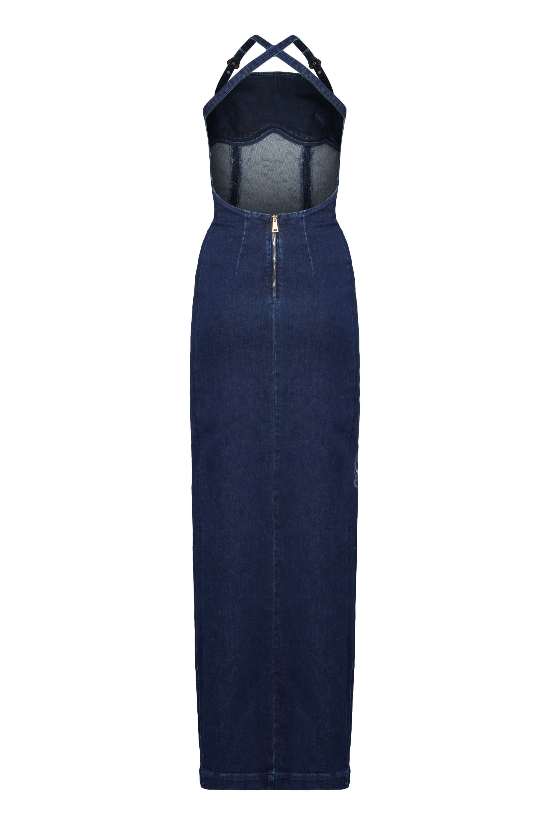 VERSACE JEANS COUTURE Women's Denim Midi Dress with Side Slit