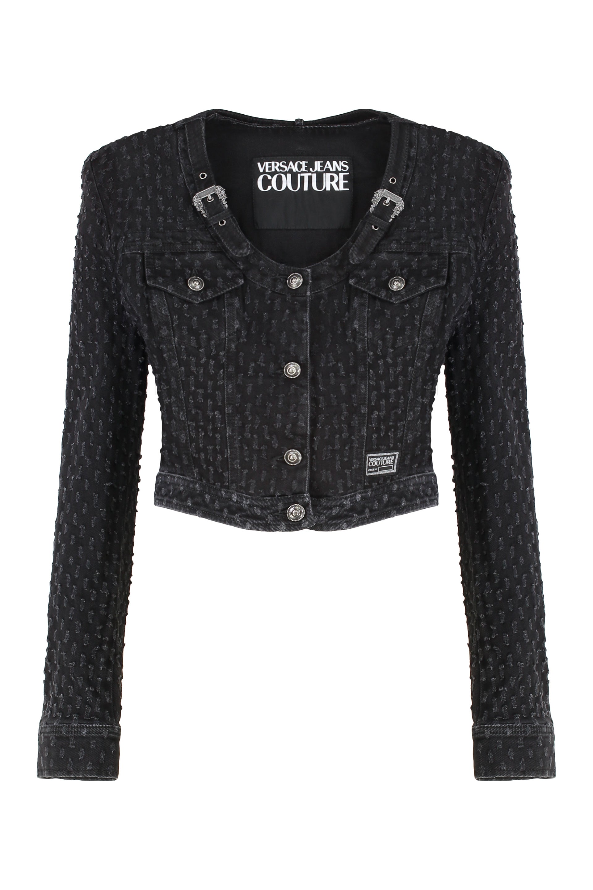 VERSACE JEANS COUTURE Chic Denim Jacket with Back Logo Tag - Women's Outerwear - SS25