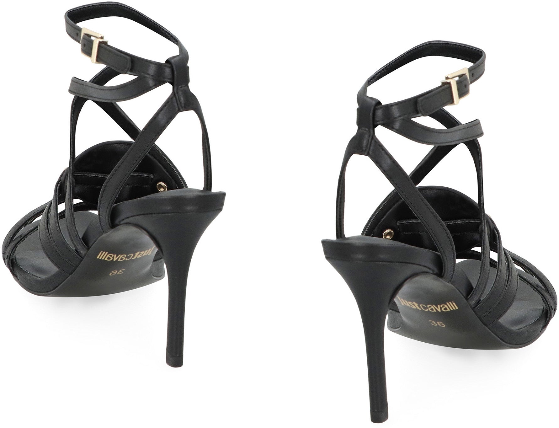 JUST CAVALLI Elegant Heeled Sandals with Adjustable Ankle Strap