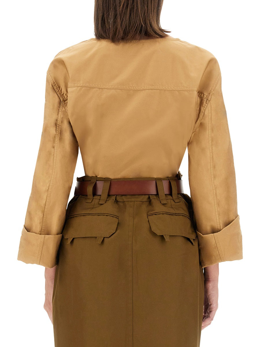 SAINT LAURENT Henley Blouse - Regular Fit, Size 38