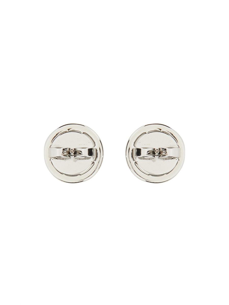 TORY BURCH Circle-Stud Crystal Logo Earrings