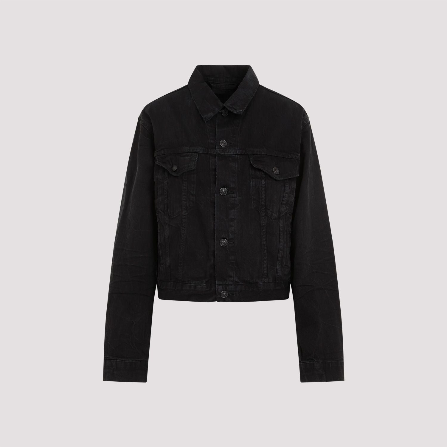 BALENCIAGA Mini Crinkled Denim Jacket