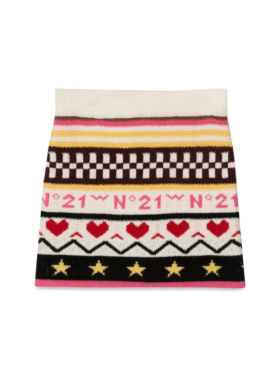 N°21 Allover Jacquard Knit Mini Skirt for Girls