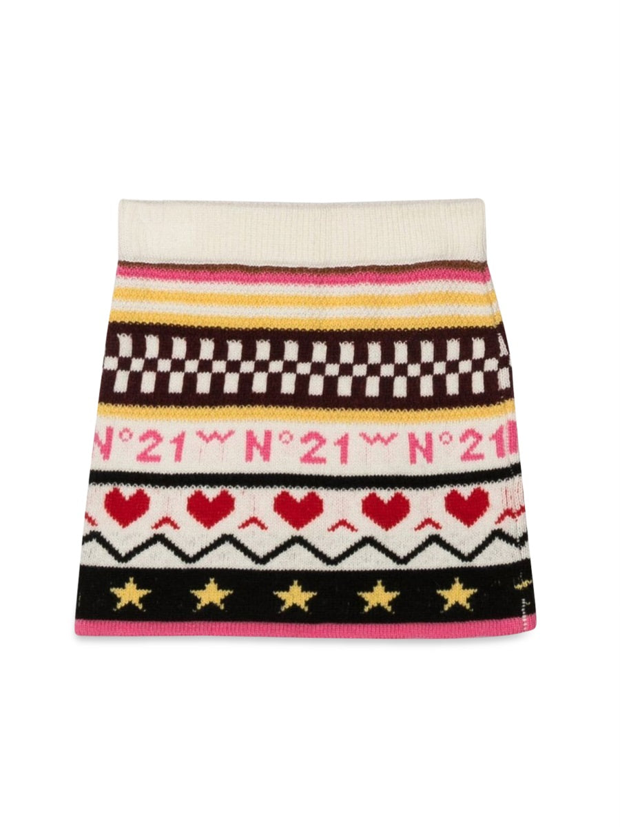 N°21 Allover Jacquard Knit Mini Skirt for Girls