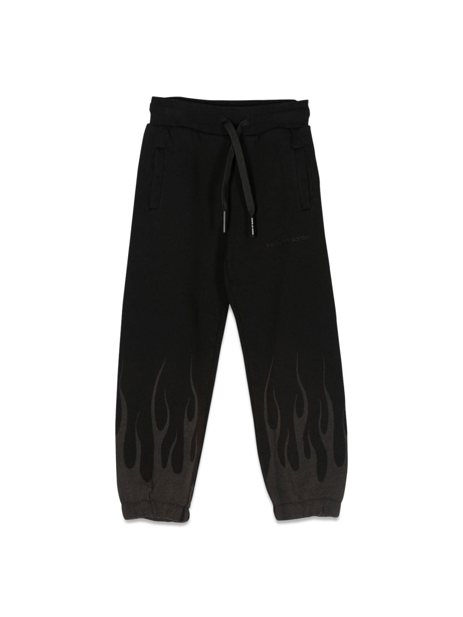 VISION OF SUPER Teen Sweatpants with Corrosive Flames Design