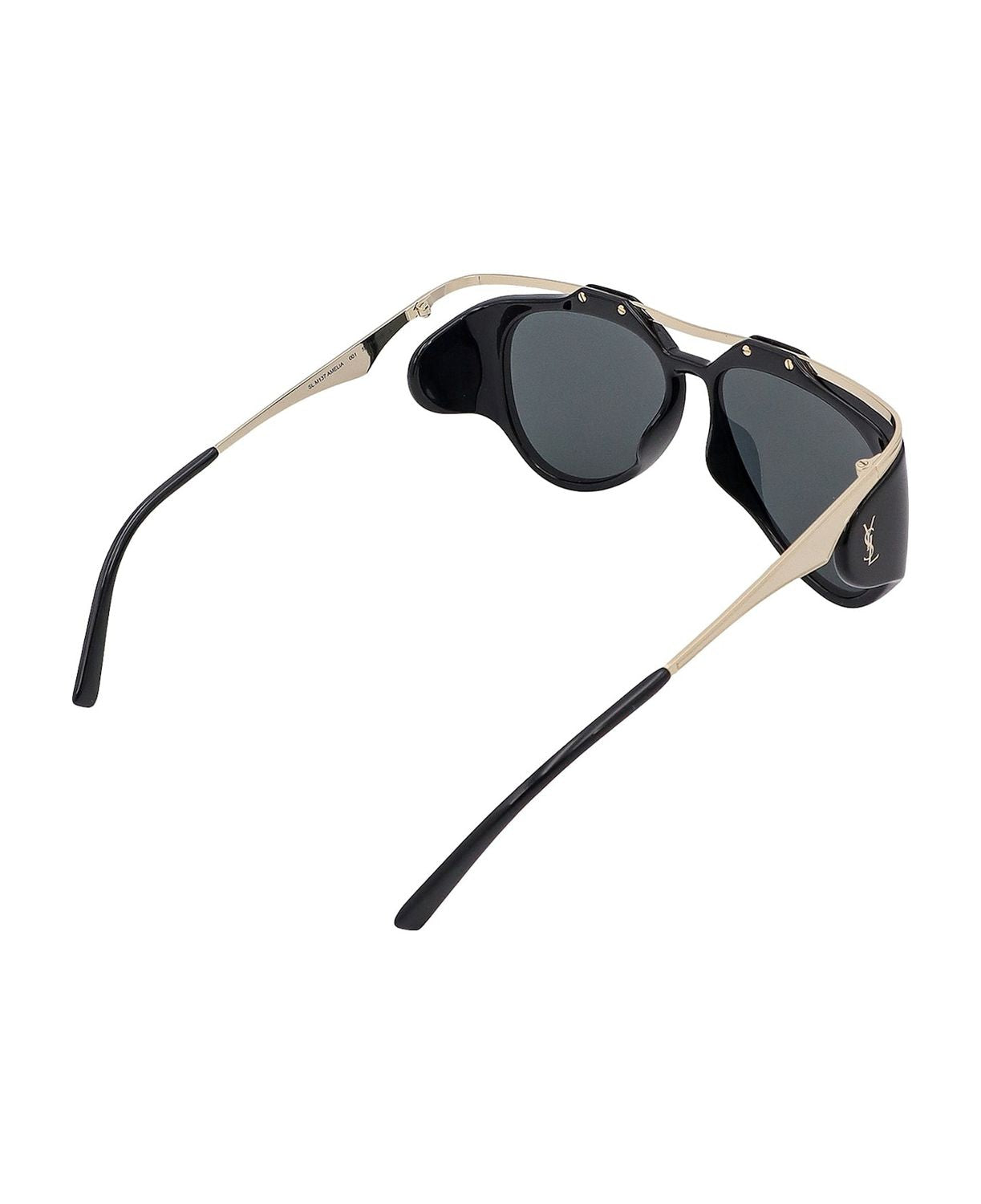 SAINT LAURENT Aviator Sunglasses with Gold Top Bar and YSL Logo