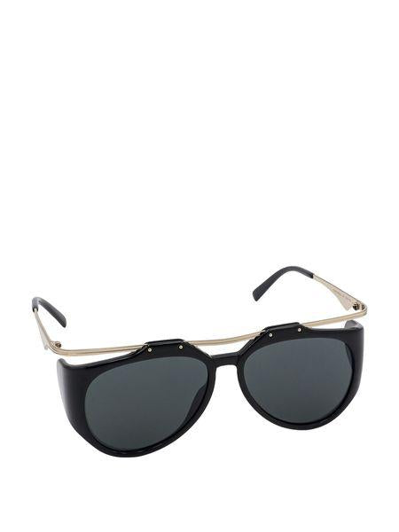 SAINT LAURENT Aviator Sunglasses with Gold Top Bar and YSL Logo