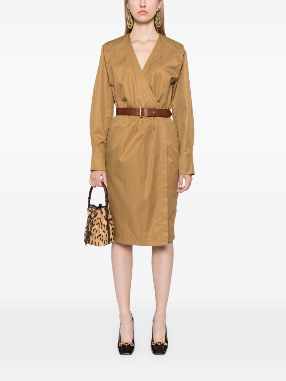 SAINT LAURENT Elegant Cotton Twill Midi Dress