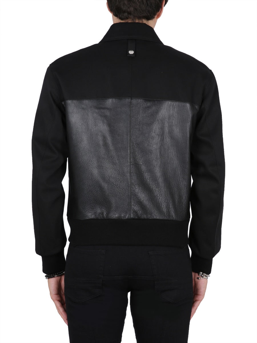 ALEXANDER McQUEEN Men's Leather Bomber Jacket with Zipper Closure