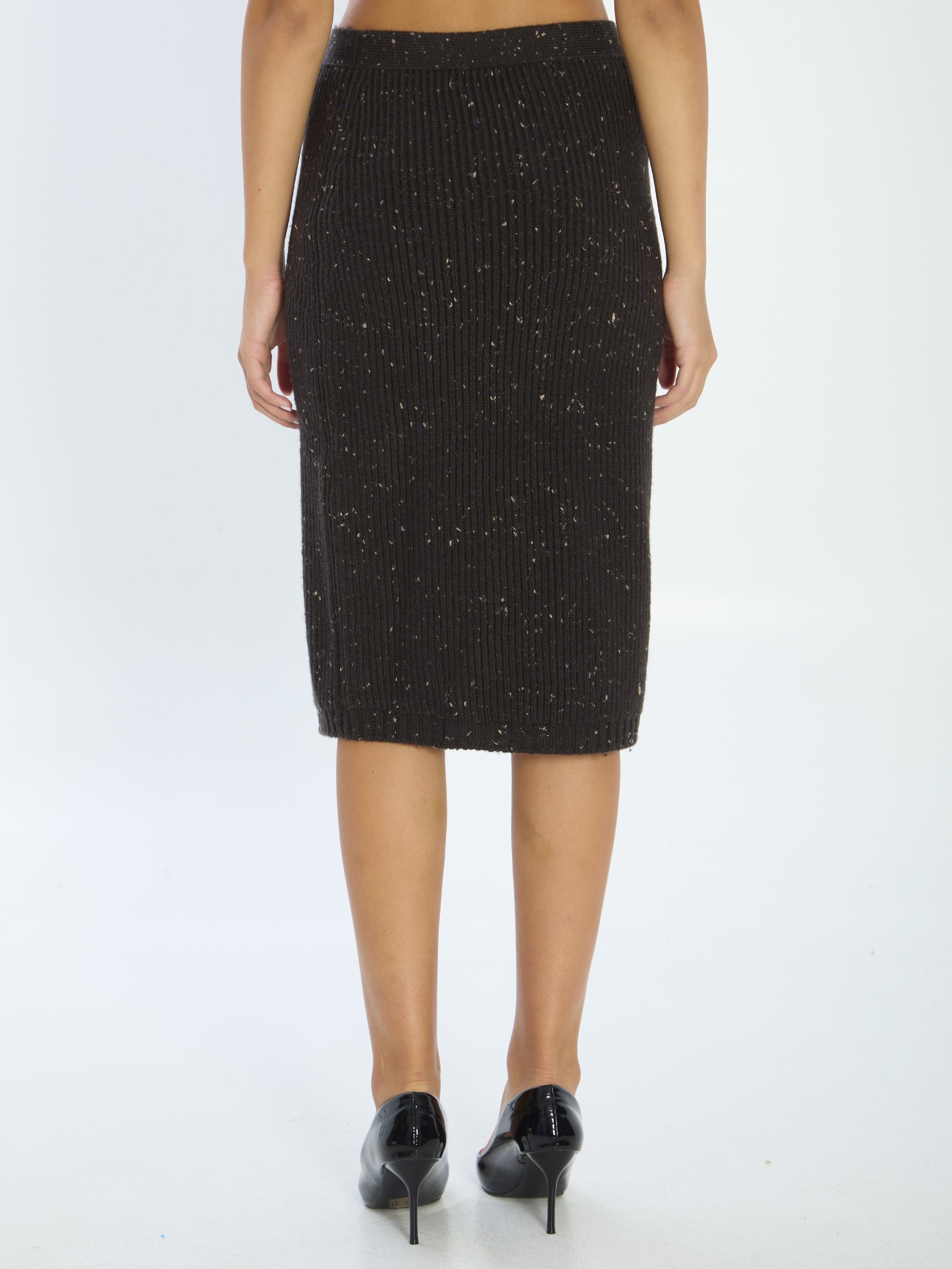 BOTTEGA VENETA MIDI WOOL SKIRT WITH ENGLISH RIB KNIT - SIZE S