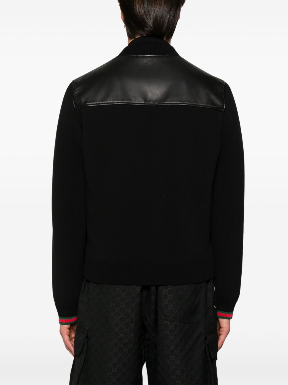 GUCCI Nappa Leather and Knit Bomber Jacket - Size 50