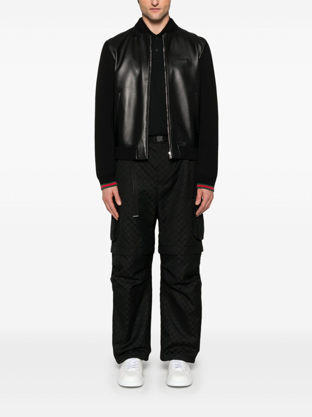 GUCCI Nappa Leather and Knit Bomber Jacket - Size 50