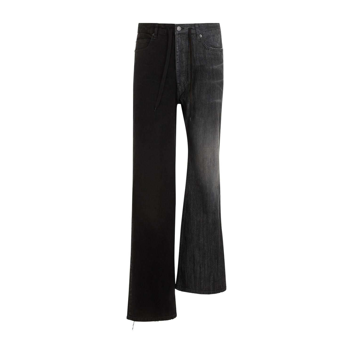BALENCIAGA Asymmetrical Leg Length Jeans with Drawstring Waist - FW24