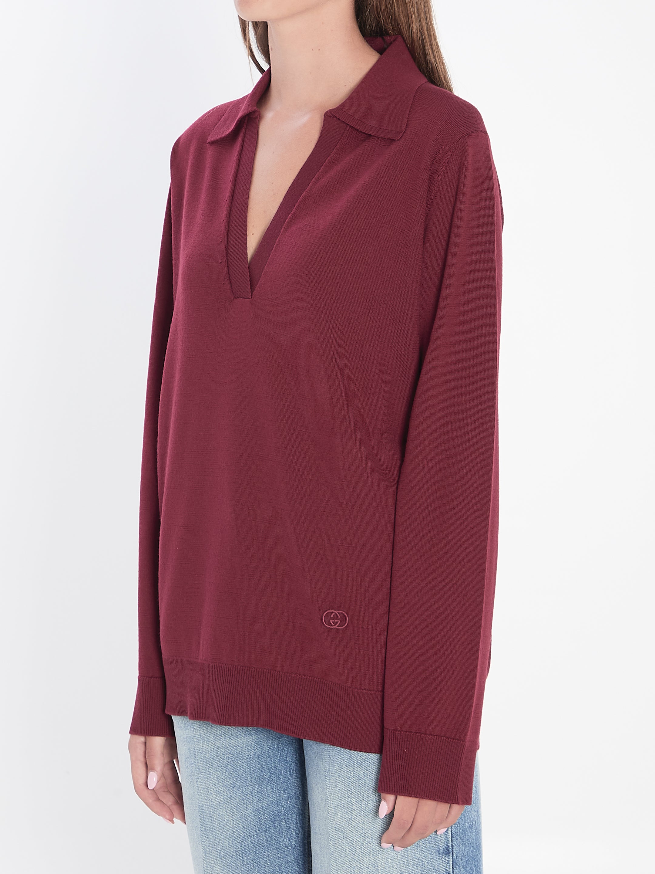 GUCCI Oversized Wool Polo Shirt - Size S