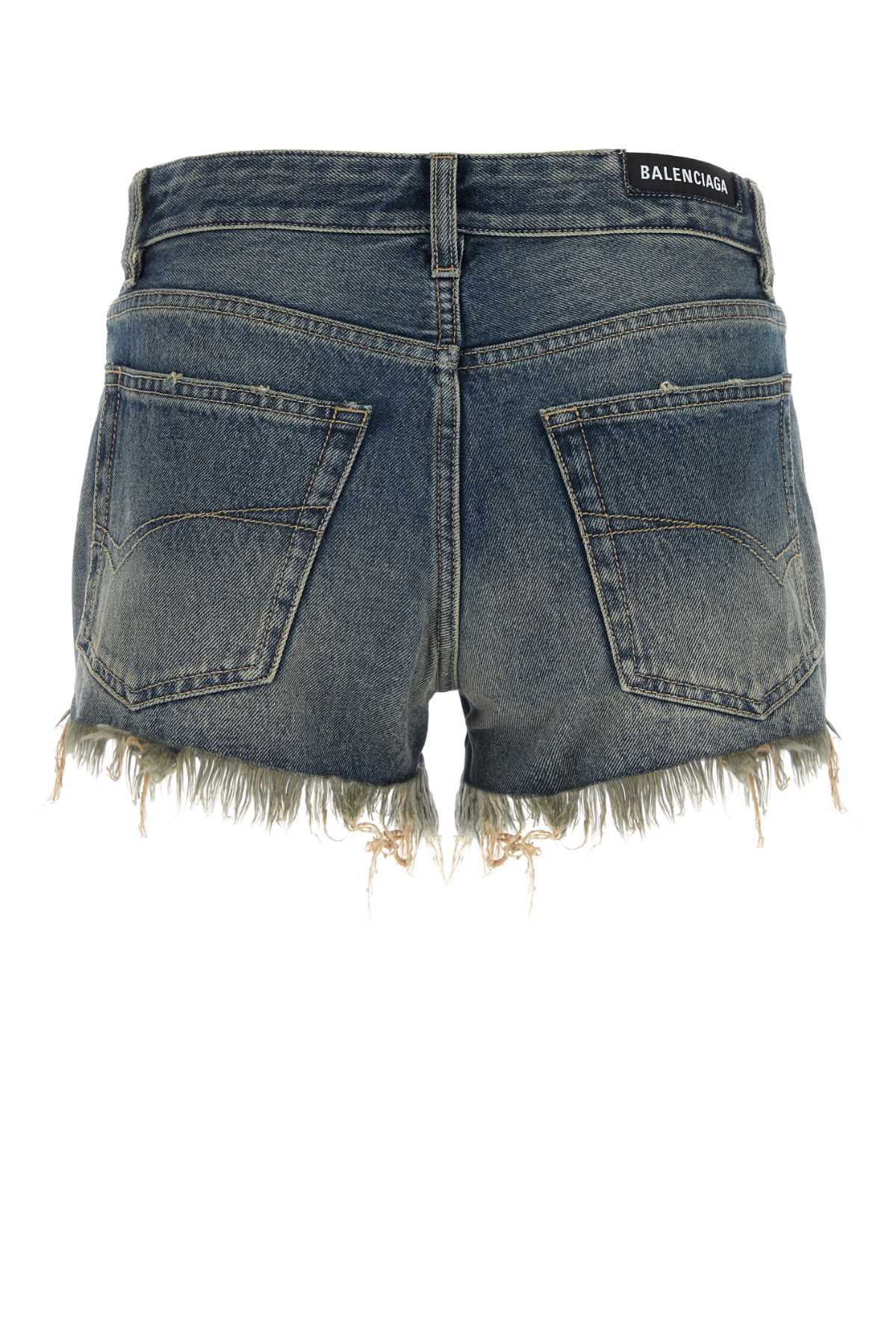 BALENCIAGA Womens Mini Denim Shorts