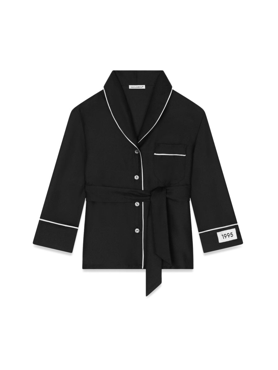 DOLCE & GABBANA Silk Robe Shirt with Belt for Girls
