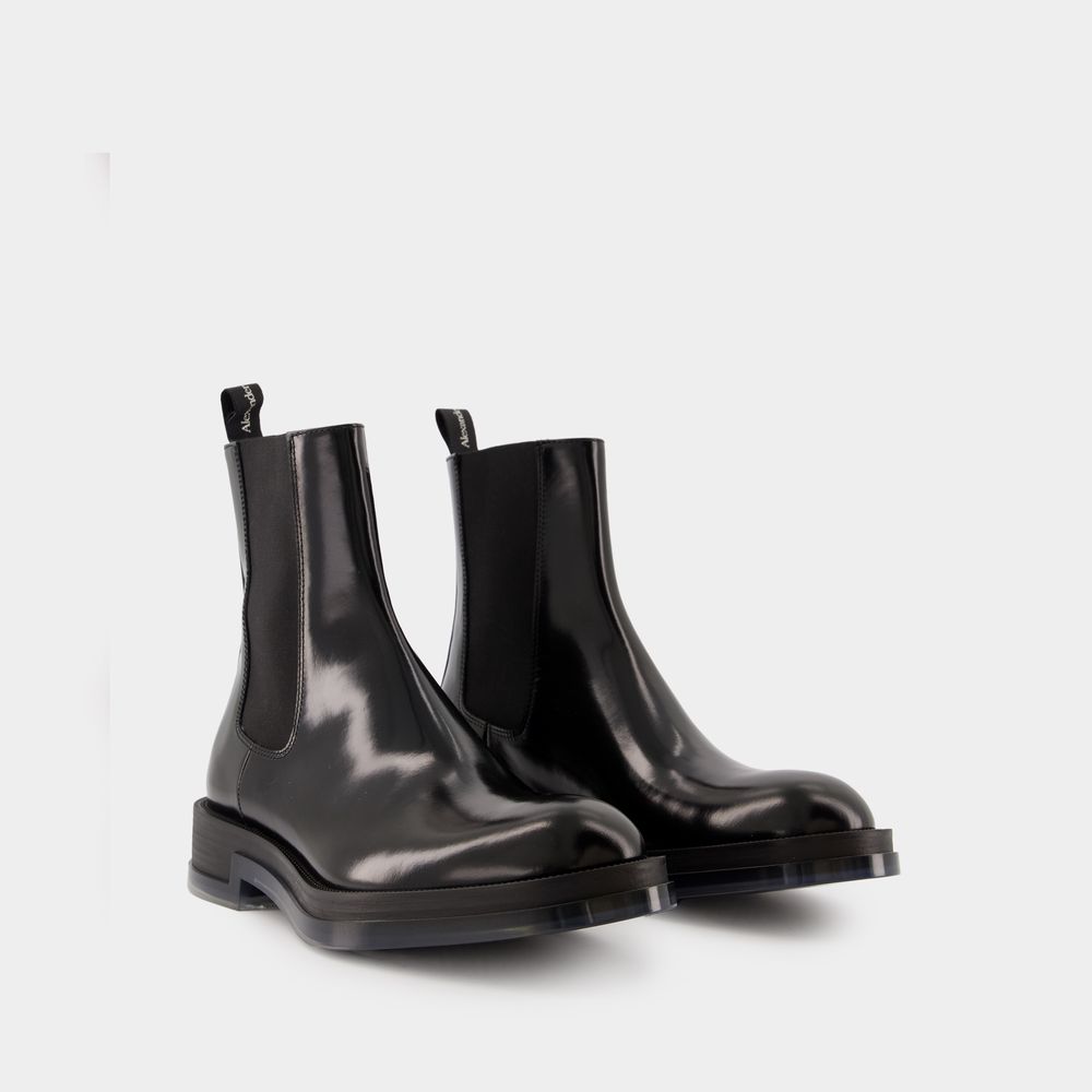 ALEXANDER MCQUEEN Leather Float Ankle Boots - FW24 Season
