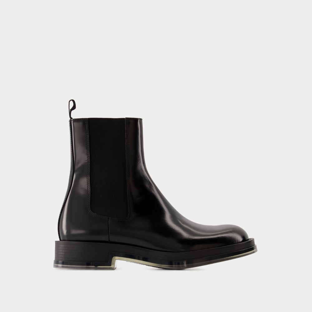 ALEXANDER MCQUEEN Leather Float Ankle Boots - FW24 Season
