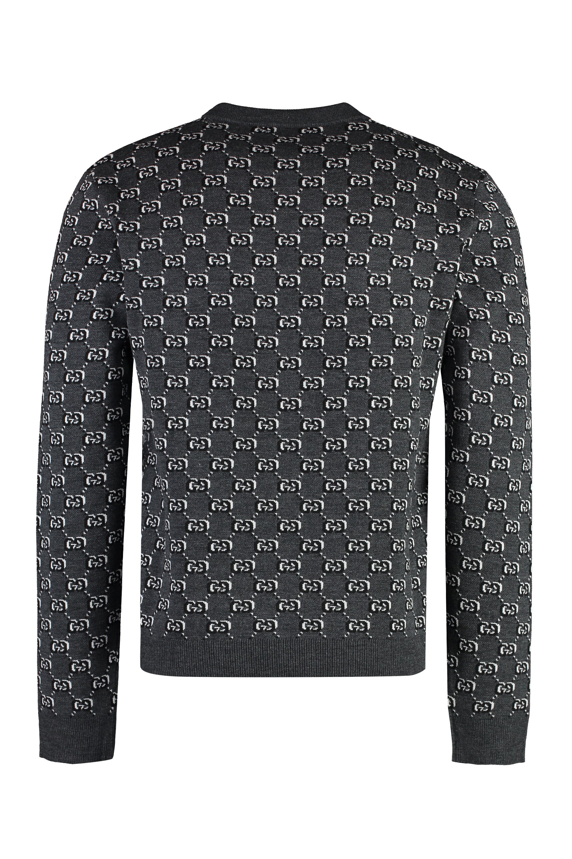 GUCCI Crew-Neck Wool Sweater with Jacquard Motif