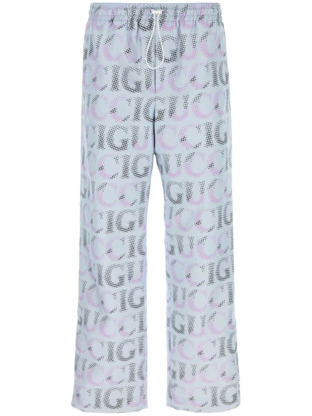 GUCCI Premium All-Over Logo Print Trousers - Straight Leg