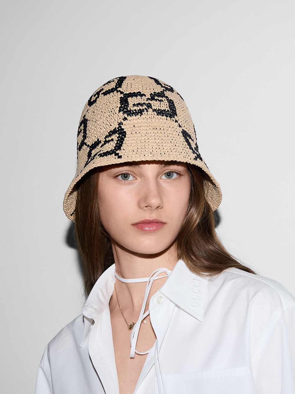 GUCCI Straw Cloche Hat