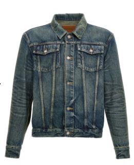 SAINT LAURENT Washed Cotton Denim Buttoned Jacket