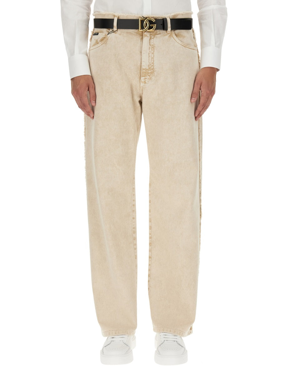DOLCE & GABBANA Men's Premium Denim Pants with Button Closure