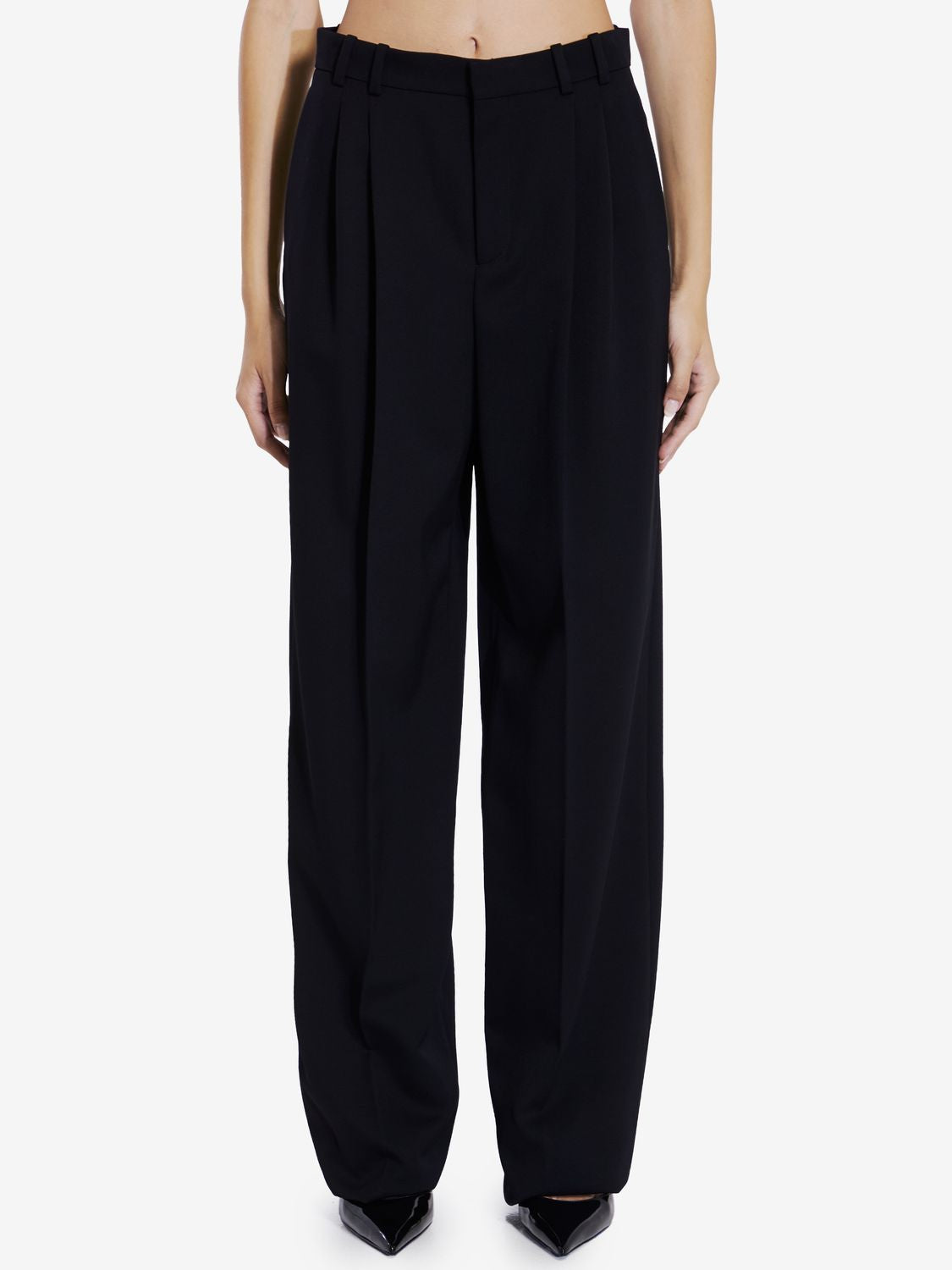 SAINT LAURENT Wide-Leg Wool Pants for Women