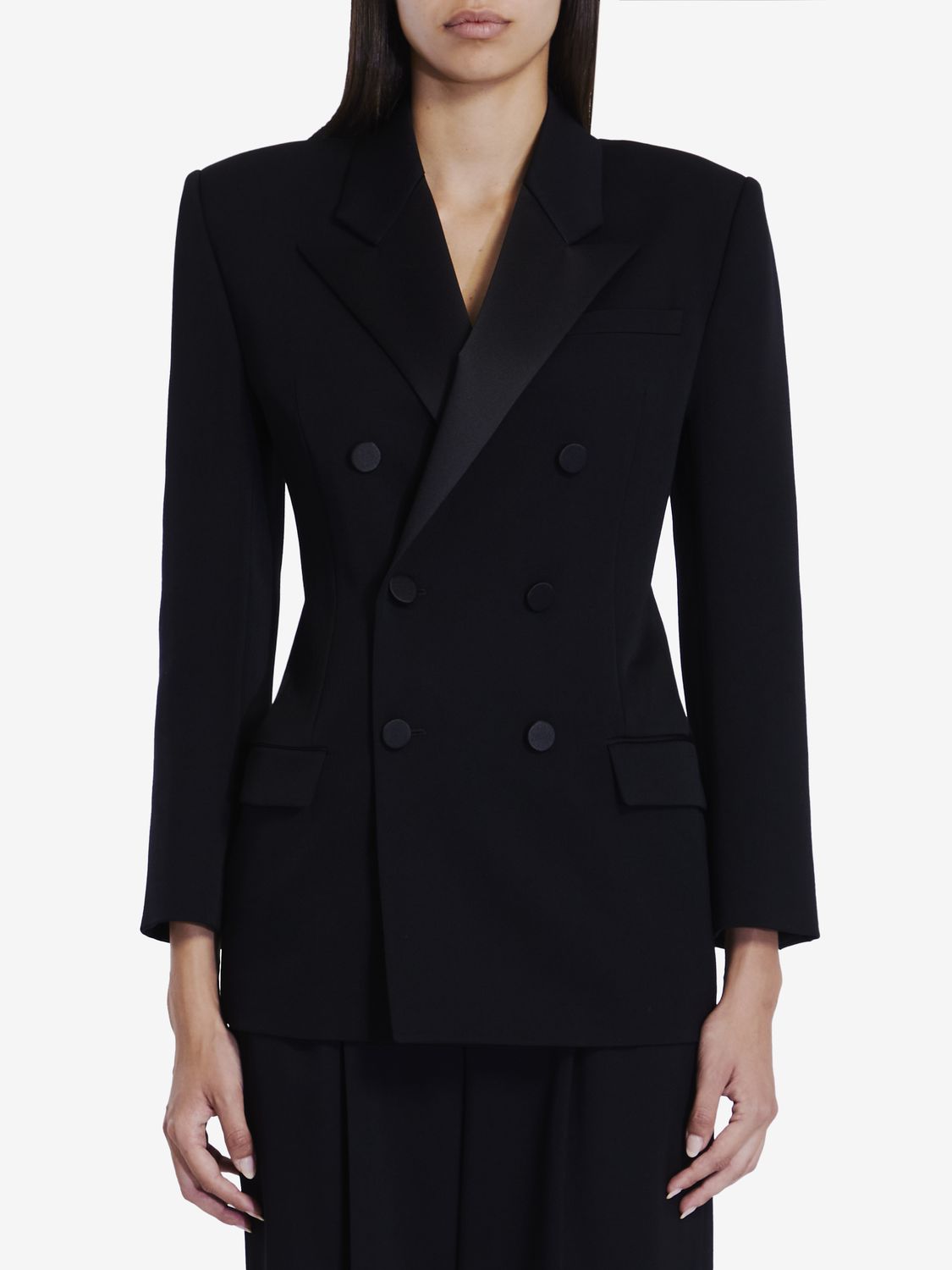 SAINT LAURENT Double-Breasted Tuxedo Jacket - Tight Fit