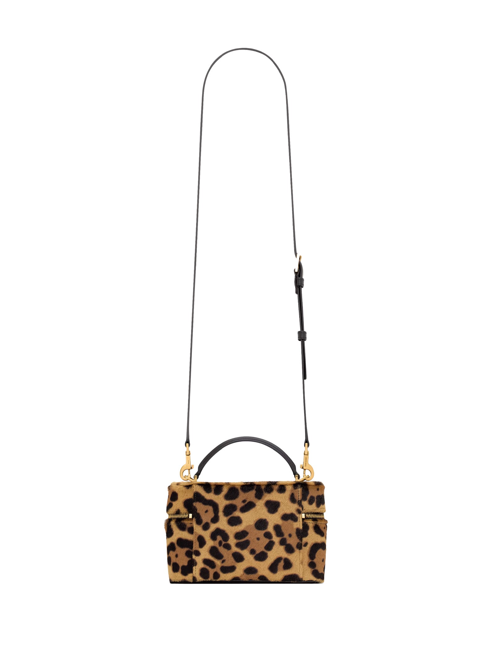 SAINT LAURENT Leopard-Print Pony Leather Gaby Vanity Handbag