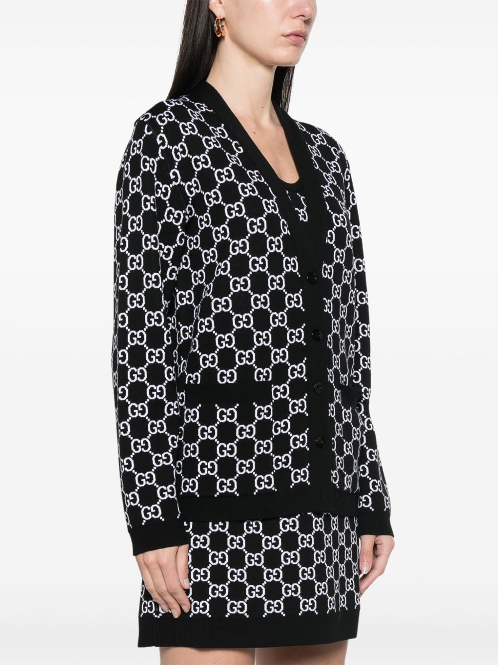 GUCCI Wool Cardigan with Plunging V-Neck and Button Front - SS25 Collection