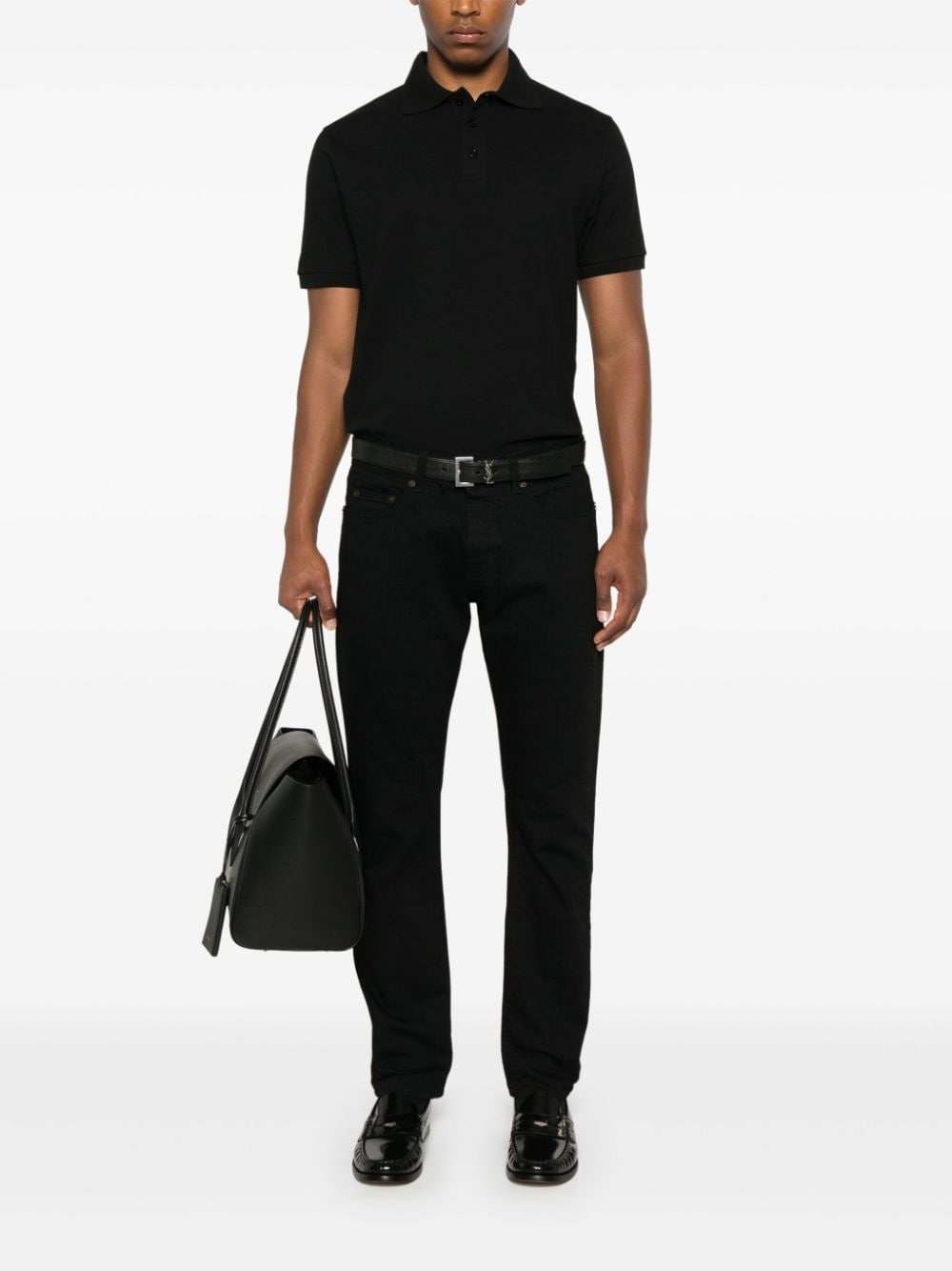 SAINT LAURENT Logo Cotton Polo Shirt