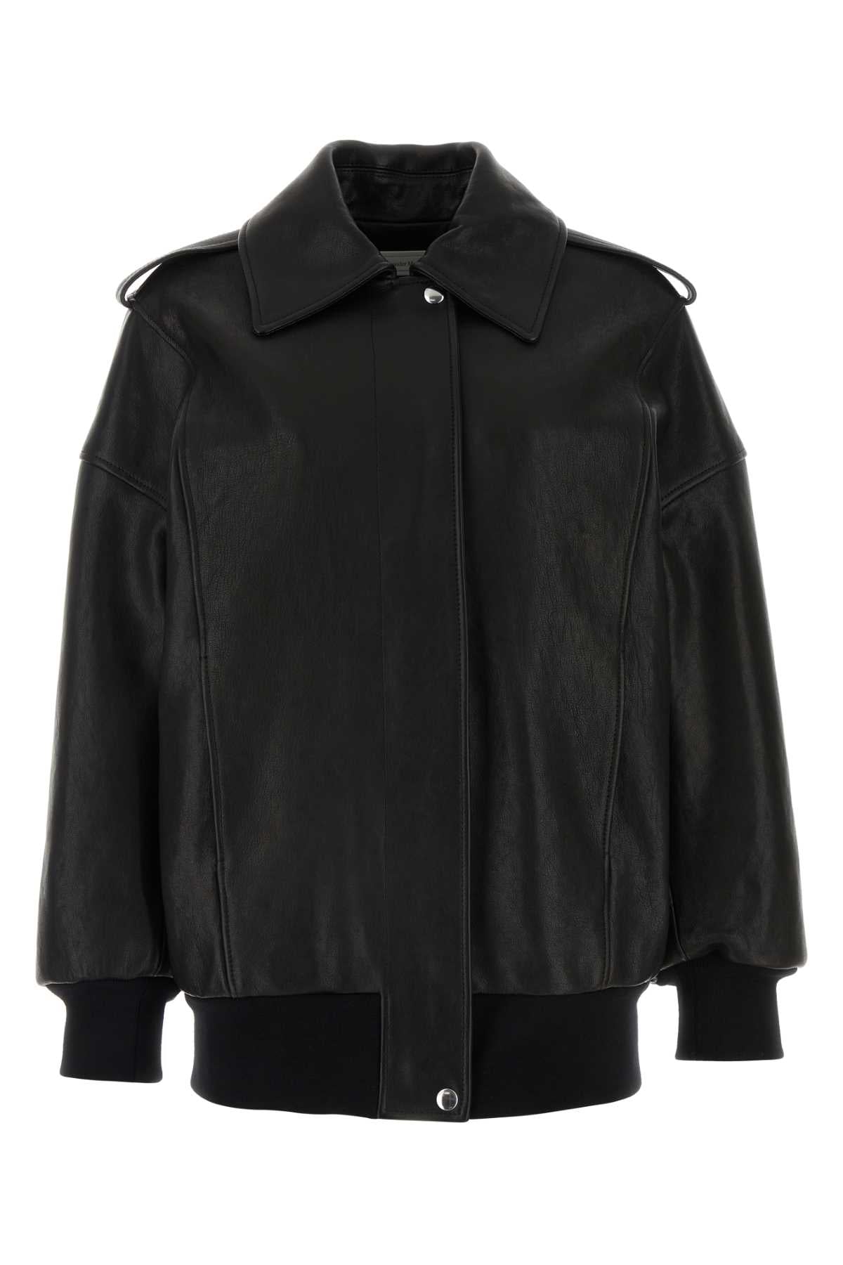 ALEXANDER MCQUEEN Oversize Leather Aviator Jacket for Women