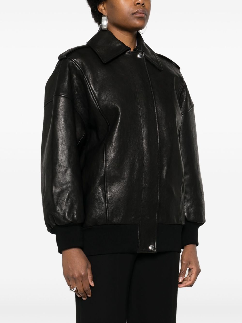 ALEXANDER MCQUEEN Stylish Leather Jacket with Epaulettes for Women