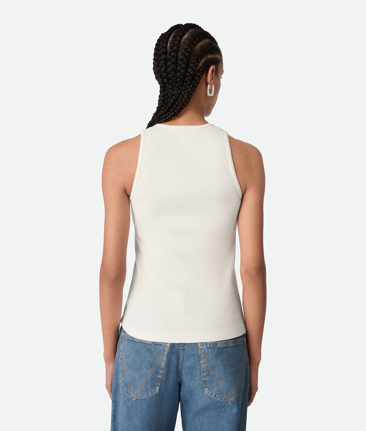 BOTTEGA VENETA Ribbed Cotton T-Shirt Top - Regular Fit, Size S