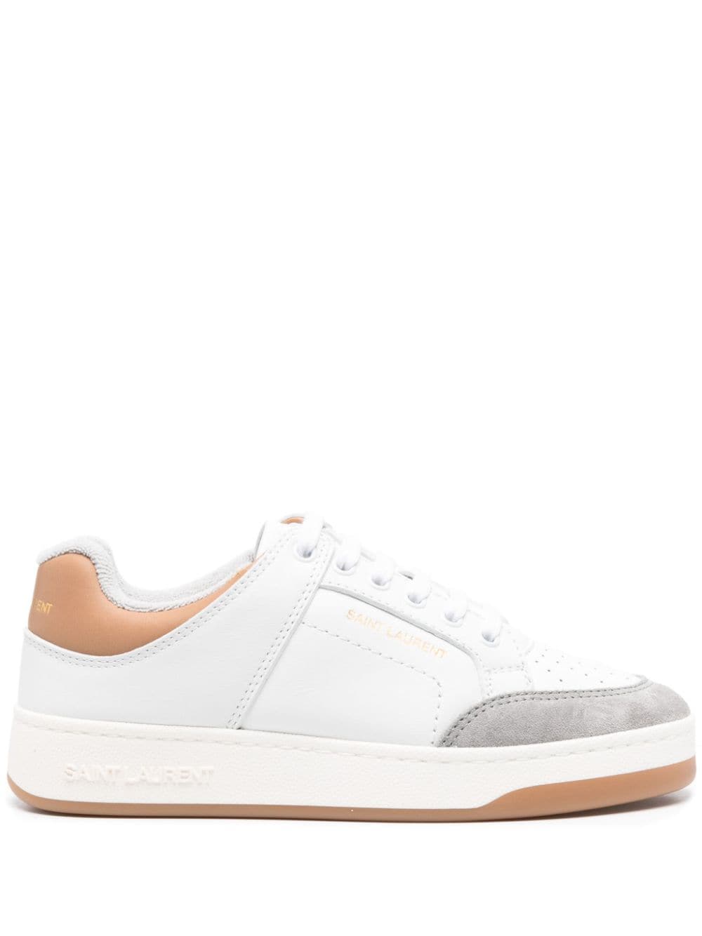 SAINT LAURENT Smooth Grain Leather Flat Sneakers for Women