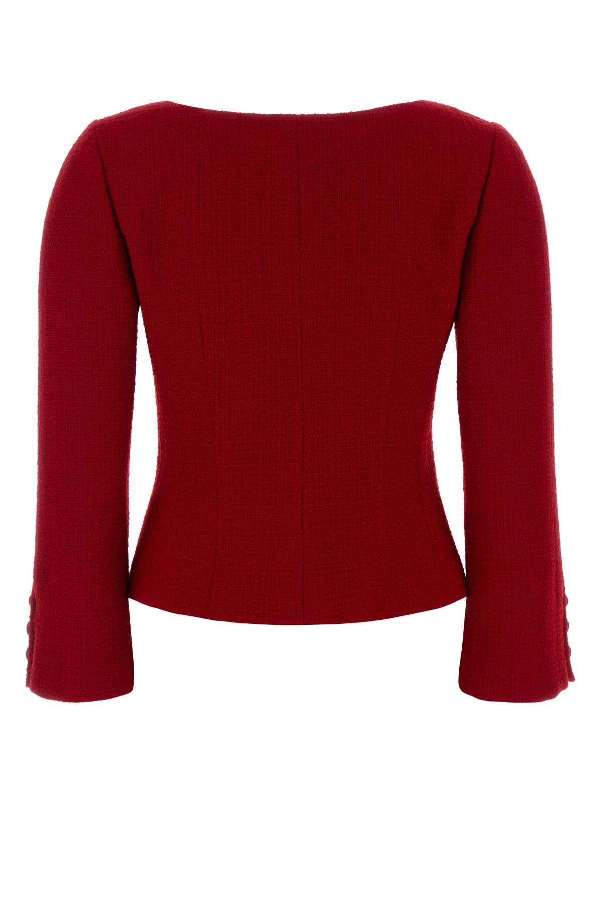 VALENTINO Cropped Virgin Wool Jacket with Tonal Bow Detail