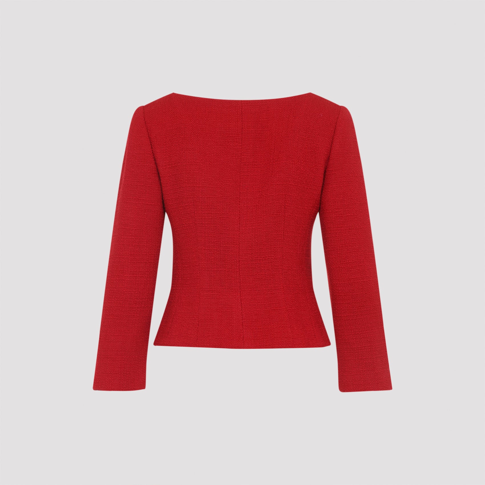VALENTINO Cropped Virgin Wool Jacket with Tonal Bow Detail