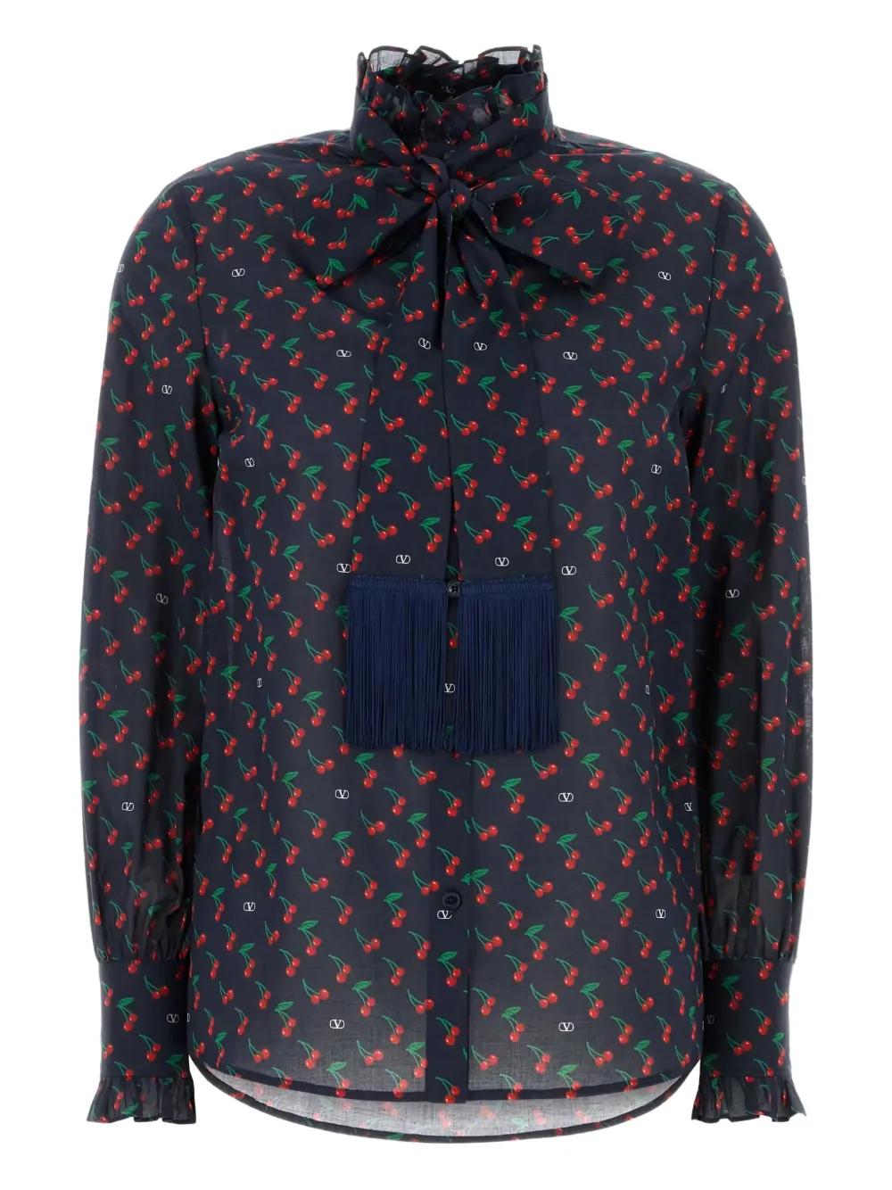 VALENTINO Cherry Print Ruffled Shirt