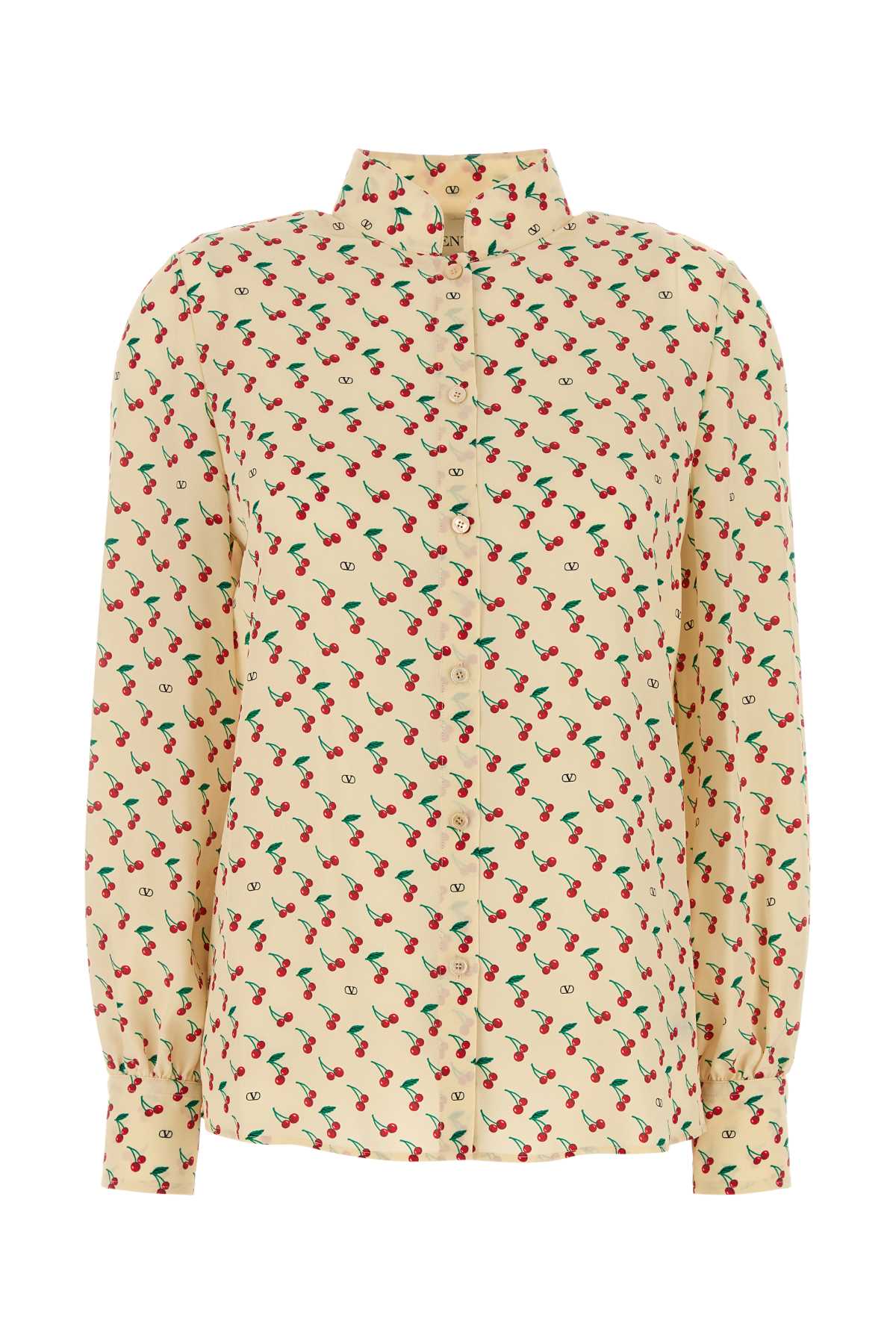 VALENTINO GARAVANI Cherry-Print Silk Crepe Shirt - Size IT 40
